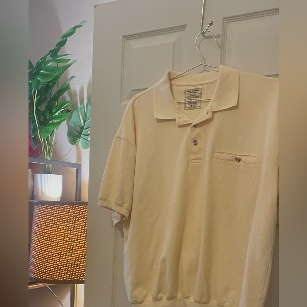 Men's Safe Harbor sportswear Cream Polo Shirt-extra large